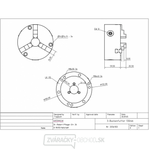 3-čelisťové skľučovadlo 125 mm pre RT 150