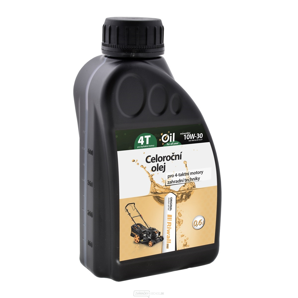 Celoročný olej Riwall pre 4-taktné motory (0.6l, SAE10W-30)