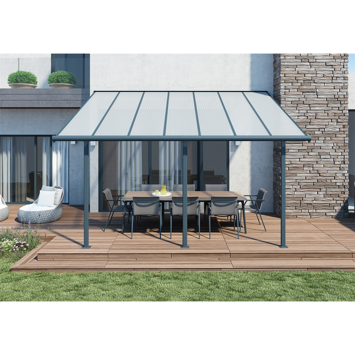 Sierra 4200 šedá 3 x 4,25 - hliníková (montovaná) pergola Náhľad