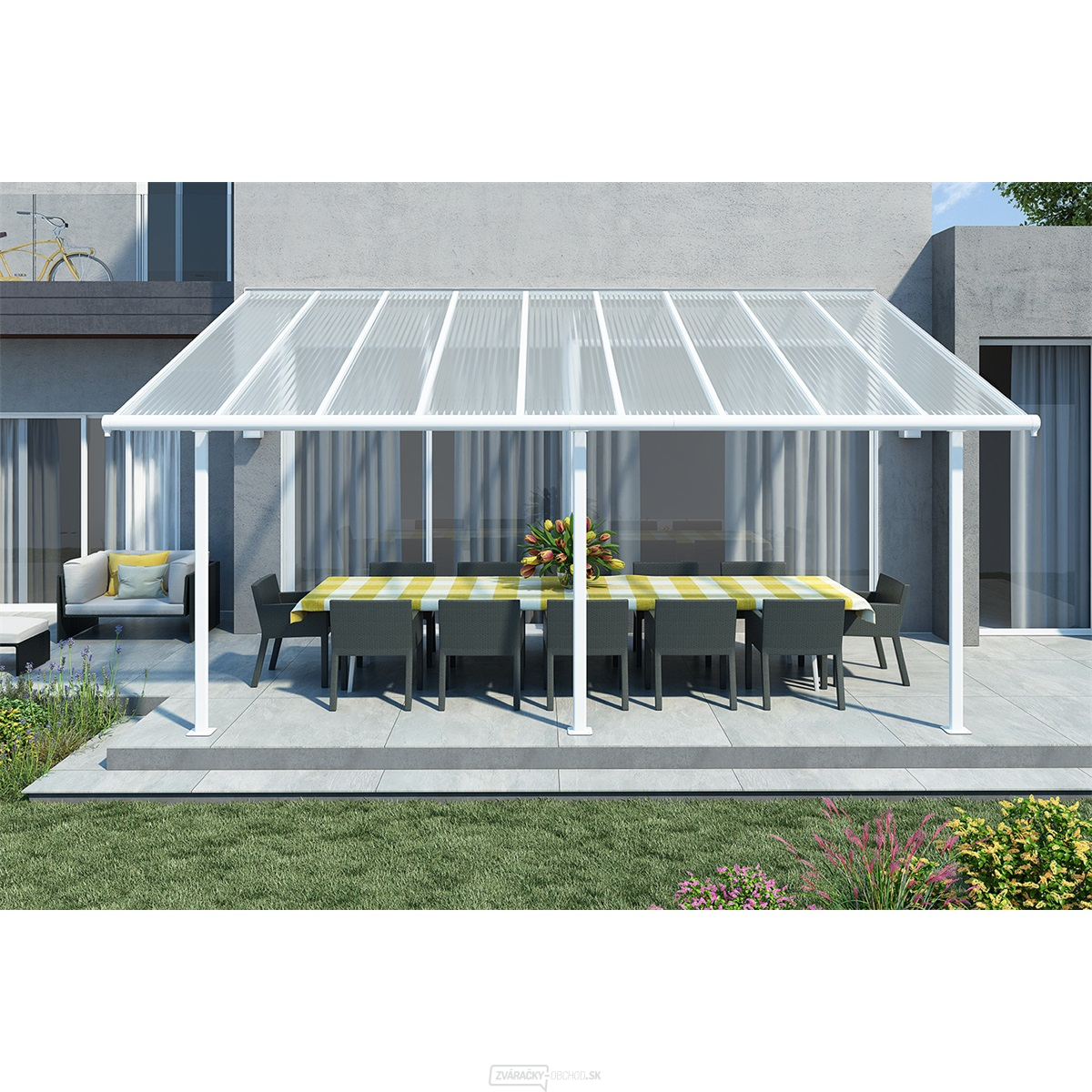 Sierra 5400 biela 3 x 5,46 - hliníková (montovaná) pergola