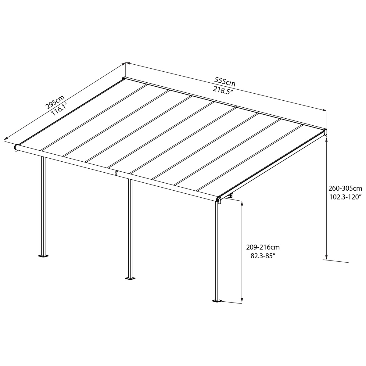 Sierra 5400 Antracit 3 x 5,46 - hliníková (montovaná) pergola Náhľad