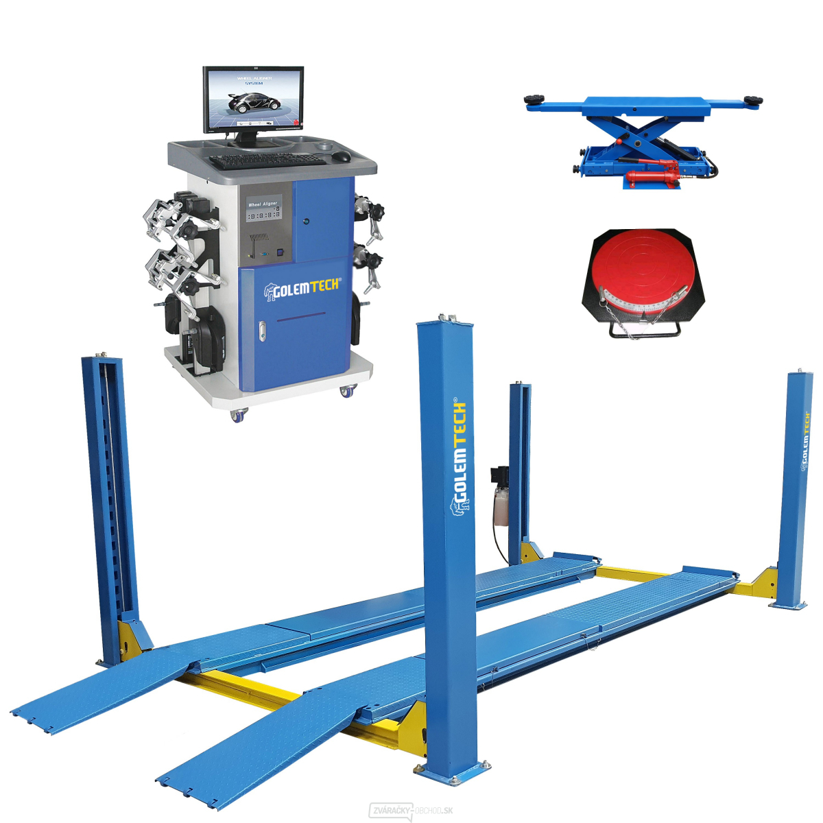 SET 5 ECONOMIC - Štvorstĺpový zdvihák 5000kg s přízdvihem a 8CCD senzorová geometrie G818