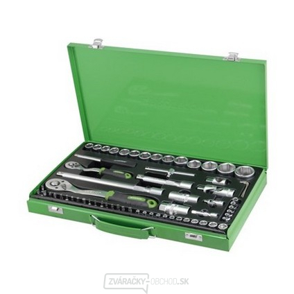 Sada hlavic 1/2" a 1/4" s račňou 72z v kovovém kuforu - 65ks