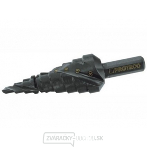 Stupňovitý vrták HSS TiAlN se spirálovou drážkou a lamačem triesok 06-38 mm Stupňovitý vrták HSS TiAlN se spirálovou drážkou a lamačem triesok 06-38 mm gallery main image