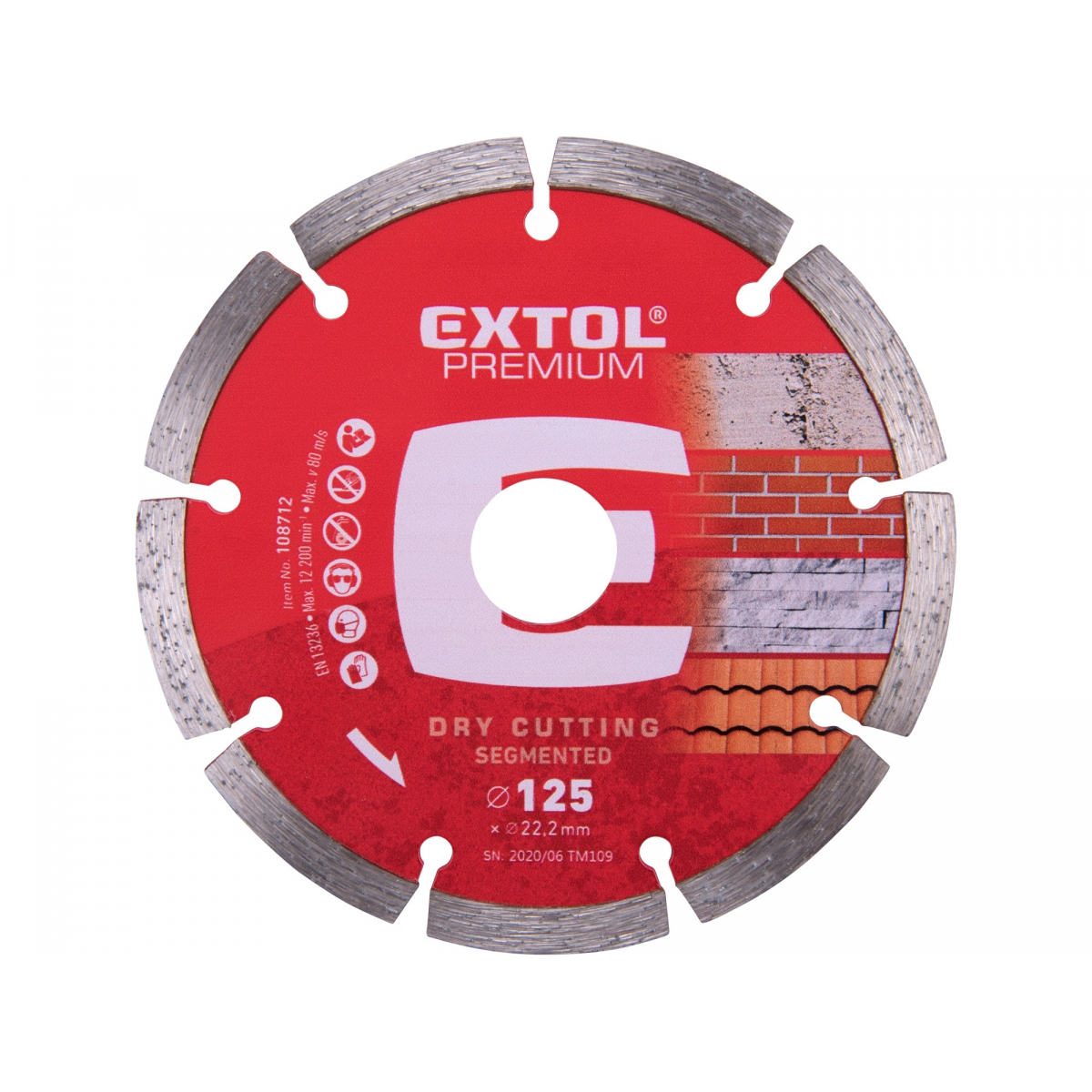 E-shop EXTOL PREMIUM Kotúč diamantový rezný segmentový, 125x22,2mm, suché rezání 108712