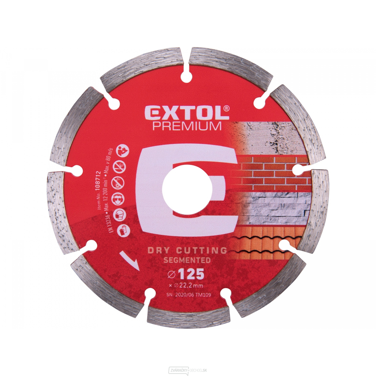 Kotúč diamantový rezný segmentový, 125x22,2mm, suché rezání