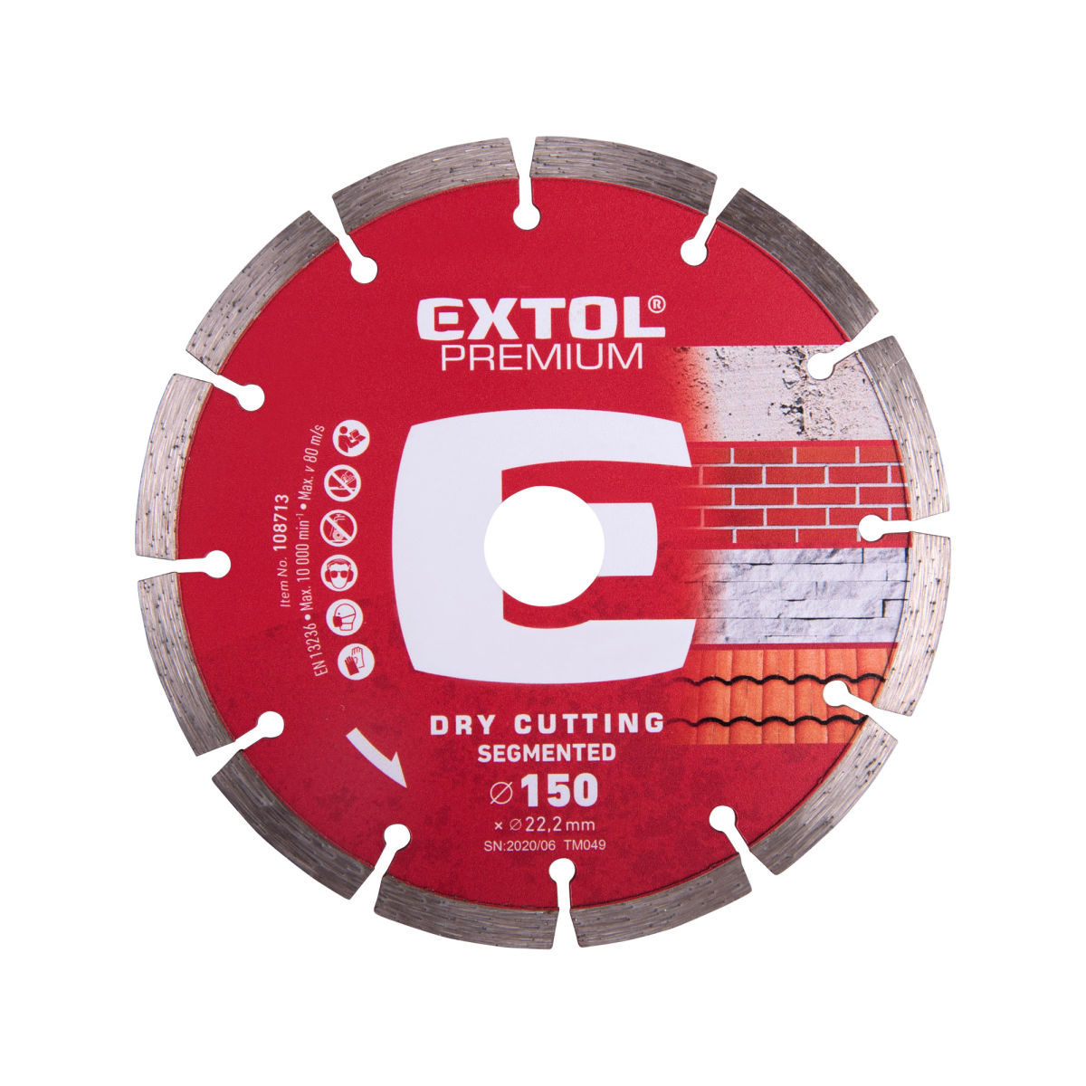 EXTOL PREMIUM Kotúč diamantový rezný segmentový, 150x22,2mm, suché rezání 108713
