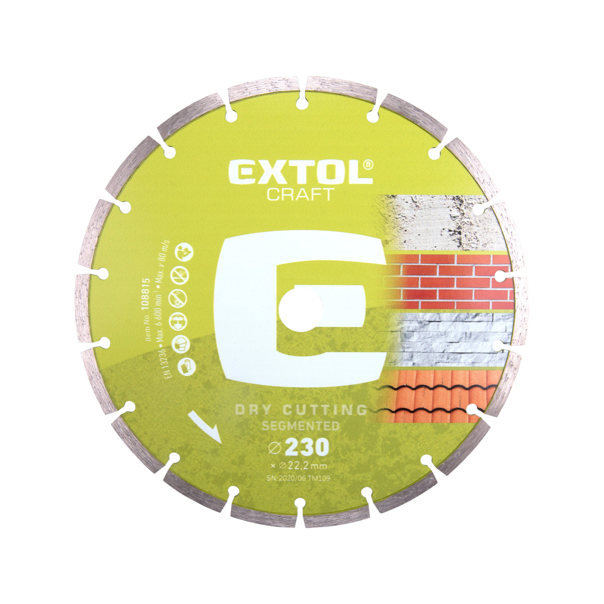 EXTOL CRAFT Kotúč diamantový rezný segmentový, 230x22,2mm, suché rezání 108815