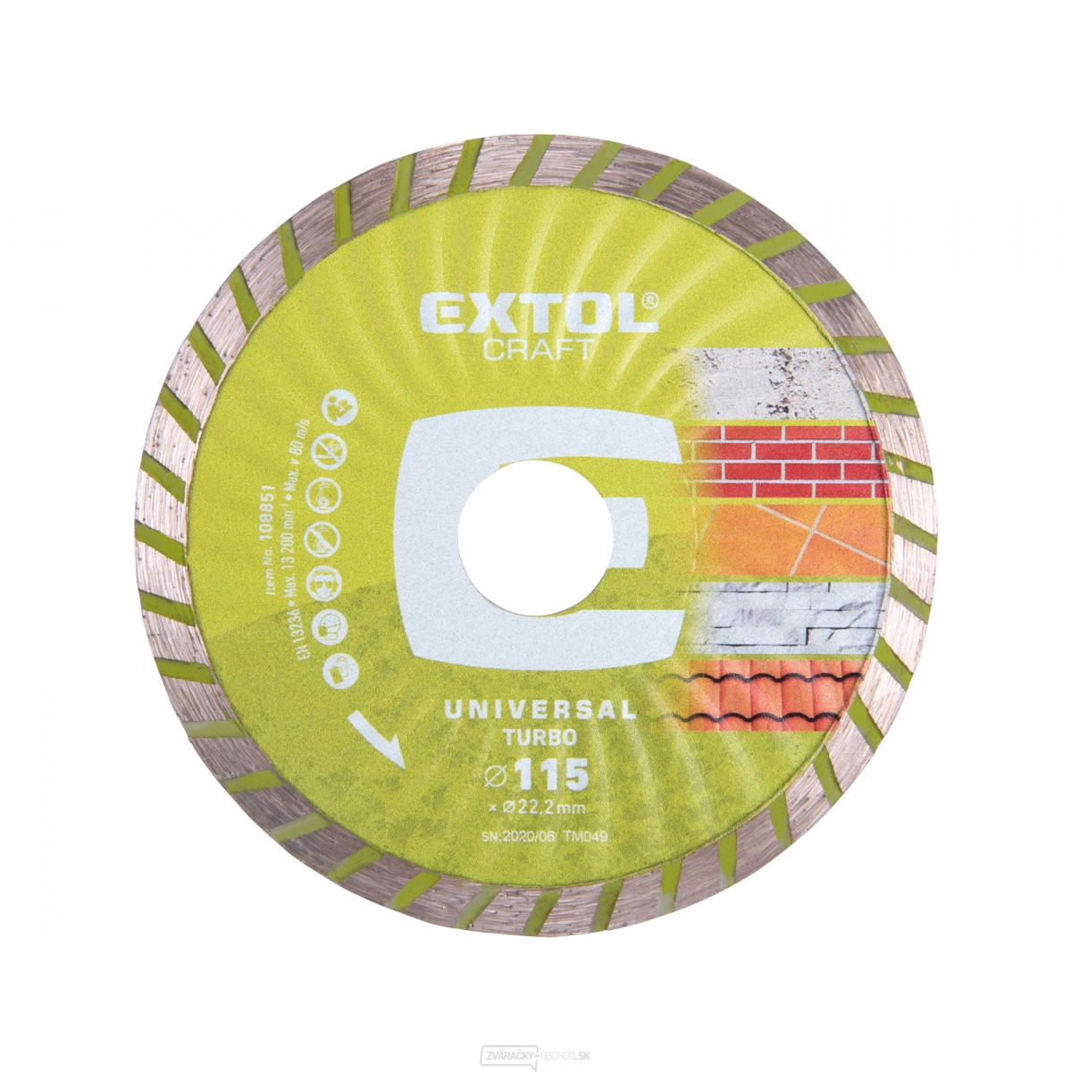 Kotúč diamantový rezný turbo, 115x22,2mm, suché i mokré rezání