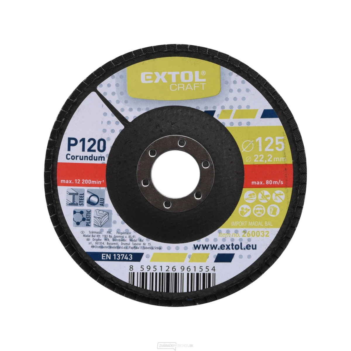 Kotúč lamelový šikmý korundový 125mm, zr. P120