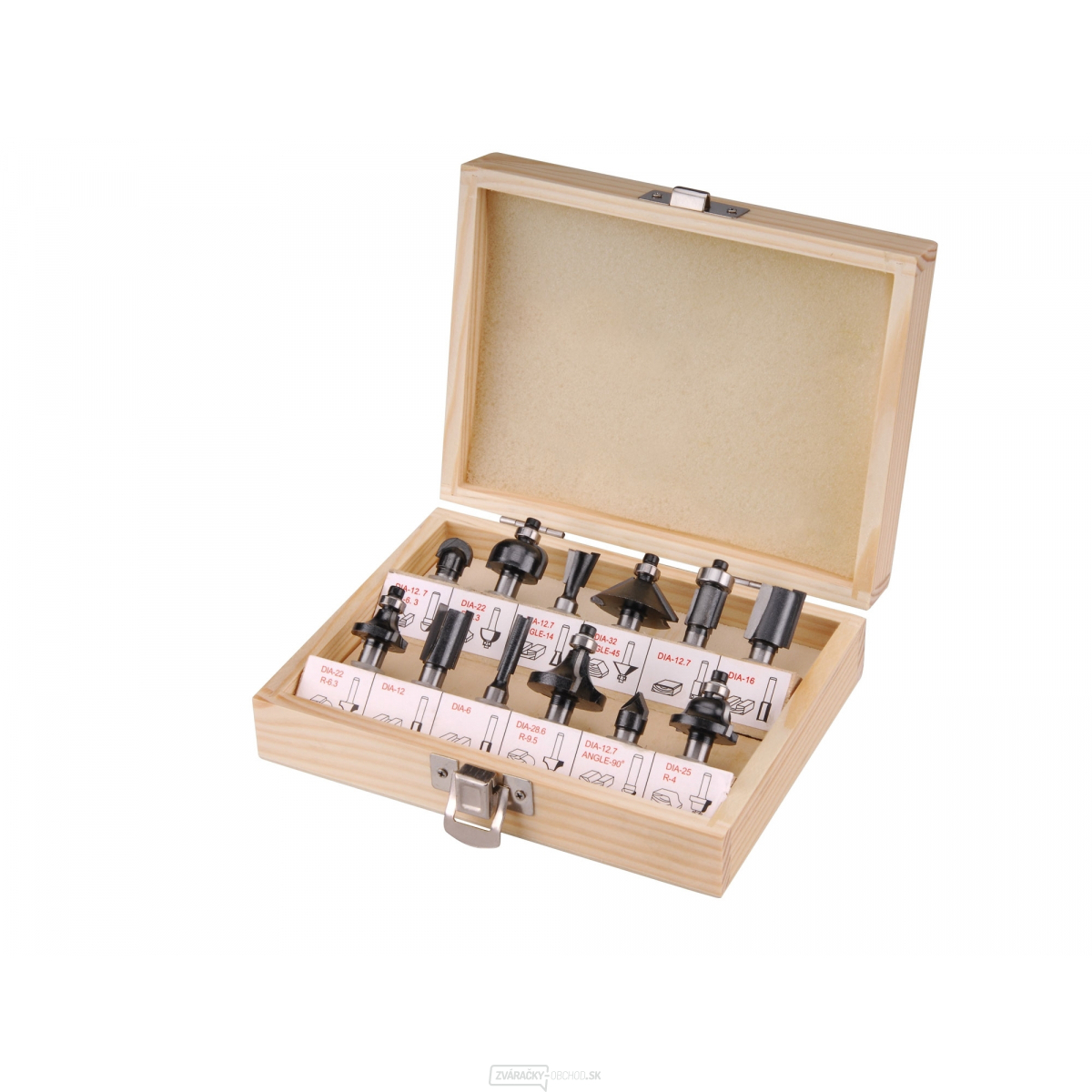 Frézy tvarové do dřeva s SK plátky, sada 12ks, v kazetě, SK Frézy tvarové do dřeva s SK plátky, sada 12ks, v kazetě, SK gallery main image