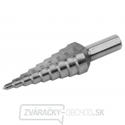 Vrták stupňovitý, ∅ 4-12mm, stupňování po 1mm, 9 otvorů, stopka O 6mm, dĺžka 65mm, HSS gallery main image