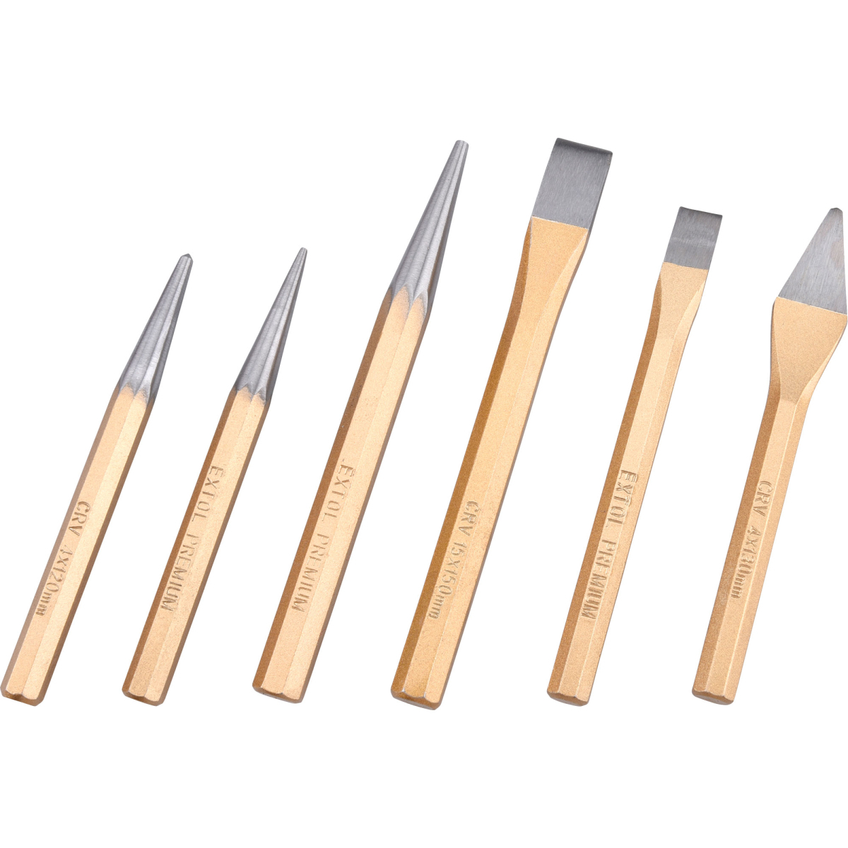 EXTOL PREMIUM Sekáče, průbojníky a důlčík, sada 6ks, CrV 8801820