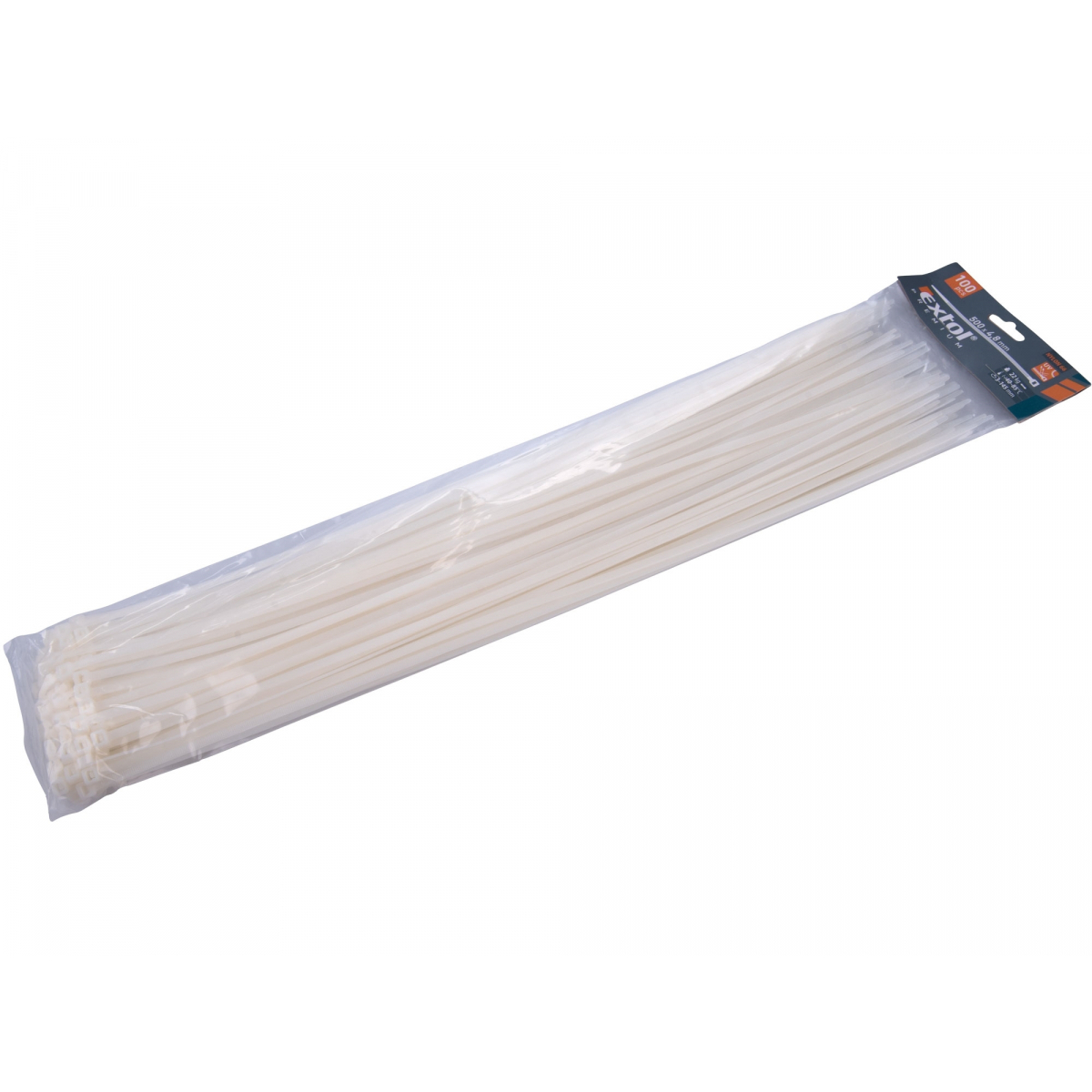Sťahovacie pásky biele, 500x4,8mm - 100 ks