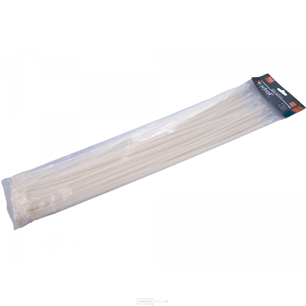 Sťahovacie pásky biele, 500x4,8mm - 100 ks