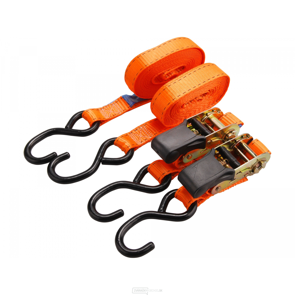 Pásy upínacie ráčnové s háky, 5m x 25mm, PES - 2ks