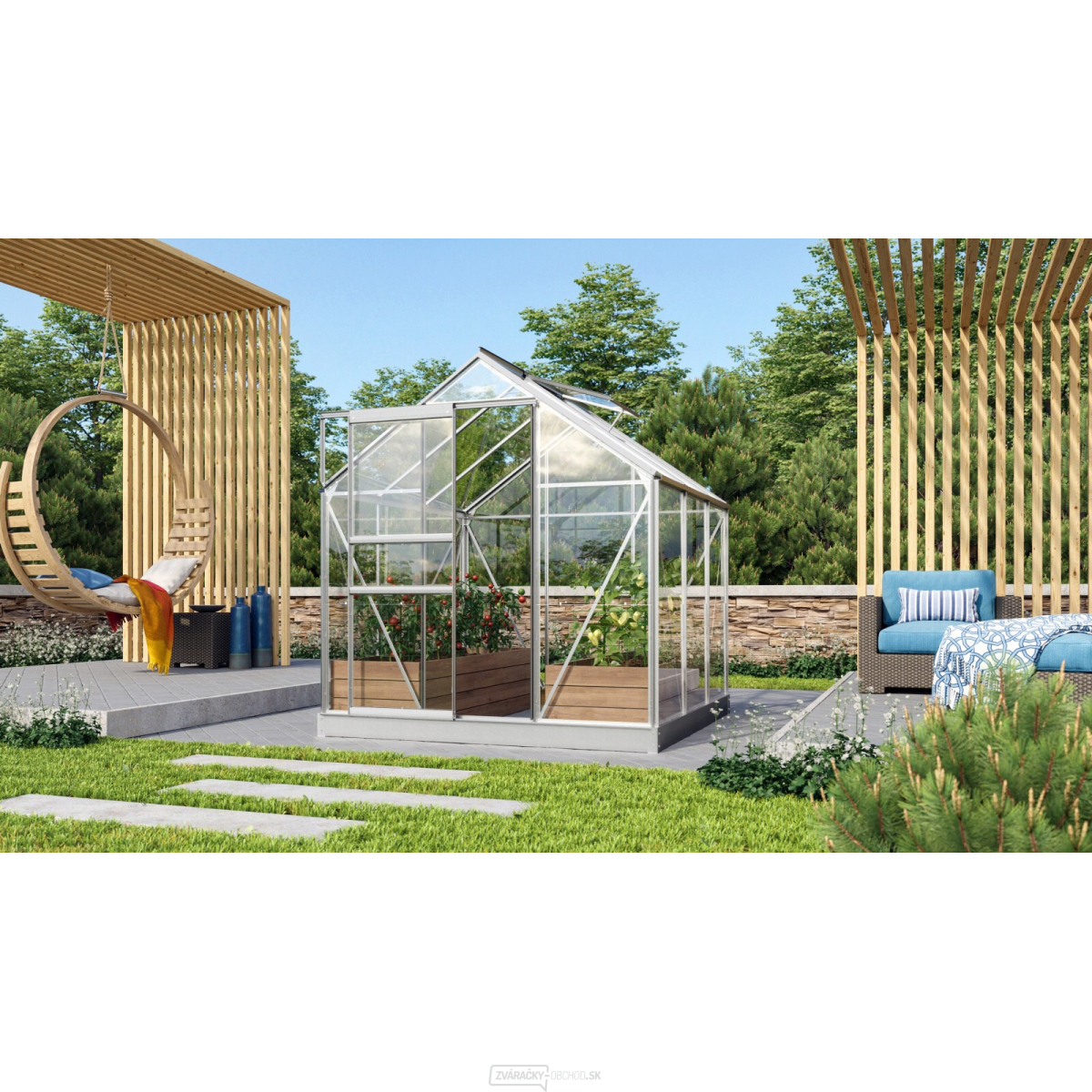 Skleník VITAVIA VENUS 3800 číre sklo 3 mm strieborný