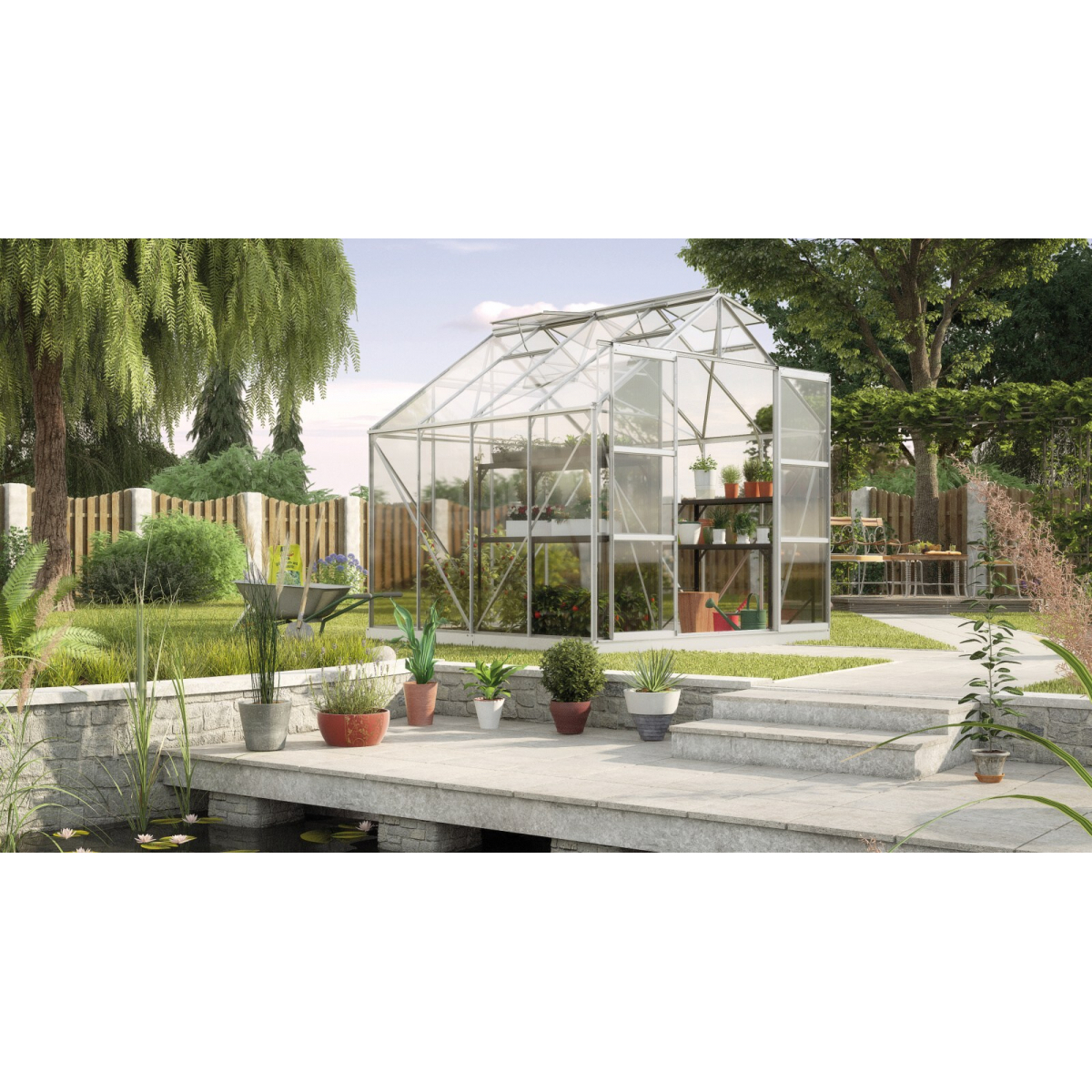 Skleník VITAVIA URANUS 6700 číre sklo 3 mm strieborný