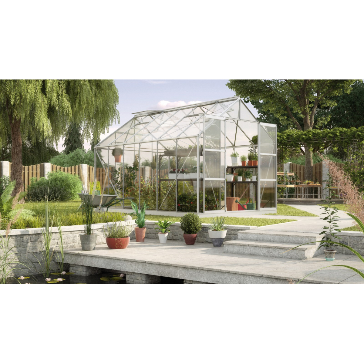 Skleník VITAVIA URANUS 9900 číre sklo 3 mm strieborný