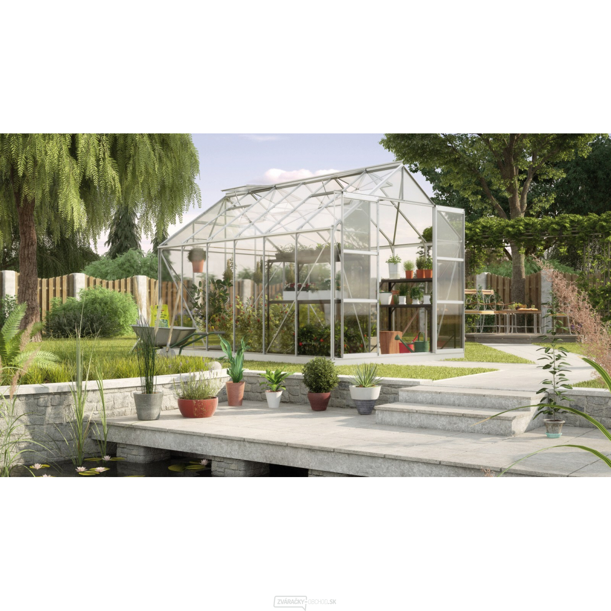 Skleník VITAVIA URANUS 9900 číre sklo 3 mm strieborný