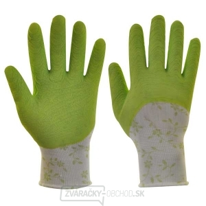 Záhradný rukavice s latexovou vrstvou FLOWER GREEN - veľ.8