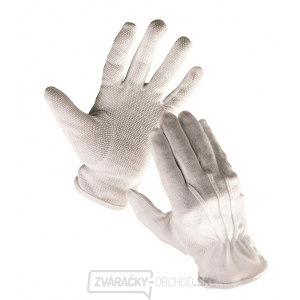 Pracovné rukavice Bustard, PVC terčíky na dlani a prstoch - vel. 12 (biela)