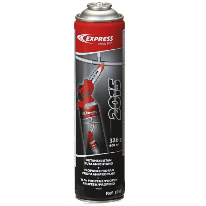 Plyn Express 2015 - 326 g ( 600 ml) butan + propan + 36 %  propylen/propene so závitom 7/16"