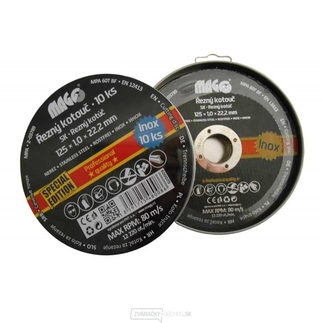 Řezné kotúče na nerez 125x1,0x22,2mm/10ks set