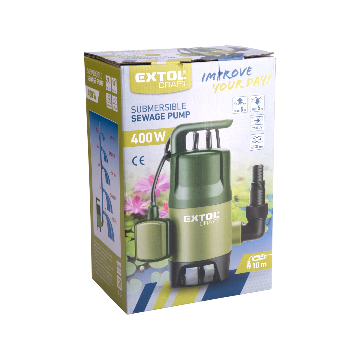 Ponorné čerpadlo EXTOL CRAFT 400W, 7500l/hod - na znečistenú vodu Náhľad