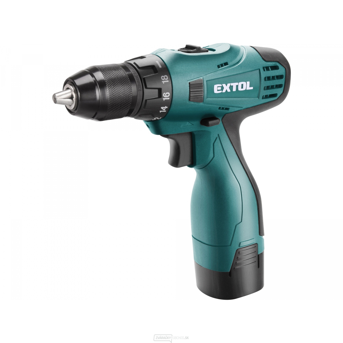 Aku vŕtací skrutkovač EXTOL 16,6 V Li-ion (2x), 1300mAh