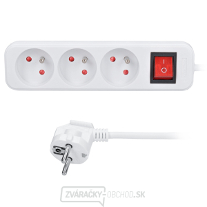Solight predlžovací kábel, 3 zásuvky, biely, vypínač, 1,5m Solight predlžovací kábel, 3 zásuvky, biely, vypínač, 1,5m gallery main image