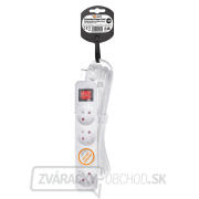 Solight predlžovací kábel, 4 zásuvky, biely, vypínač, 1,5m Náhľad