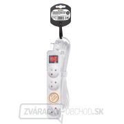 Solight predlžovací kábel, 4 zásuvky, biely, vypínač, 2m Náhľad