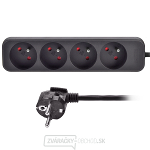 Solight predlžovací kábel, 4 zásuvky, čierny, 3m Solight predlžovací kábel, 4 zásuvky, čierny, 3m gallery main image