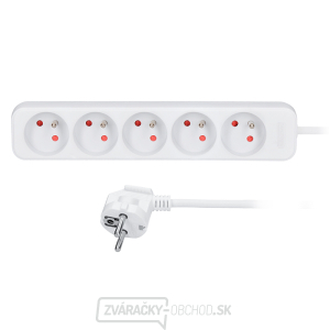 Solight predlžovací kábel, 5 zásuviek, biely, 5m Solight predlžovací kábel, 5 zásuviek, biely, 5m gallery main image