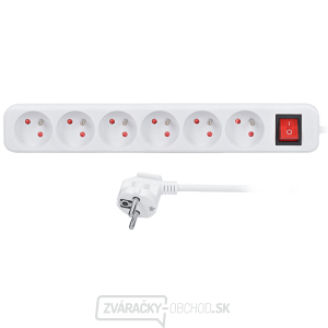 Solight predlžovací kábel, 6 zásuviek, biely, vypínač, 3m Solight predlžovací kábel, 6 zásuviek, biely, vypínač, 3m gallery main image