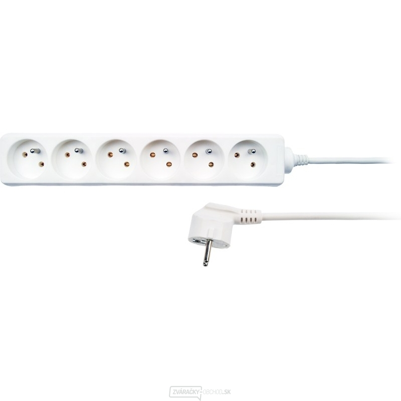 Solight predlžovací kábel, 6 zásuviek, biely, 1,5m