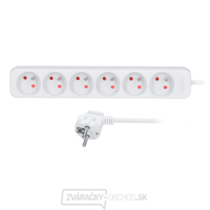 Solight predlžovací kábel, 6 zásuviek, biely, 1,5m Solight predlžovací kábel, 6 zásuviek, biely, 1,5m gallery main image