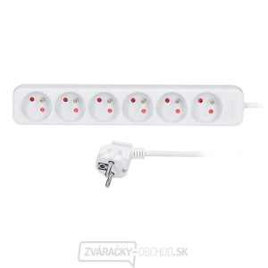 Solight predlžovací kábel, 6 zásuviek, biely, 2m Solight predlžovací kábel, 6 zásuviek, biely, 2m gallery main image