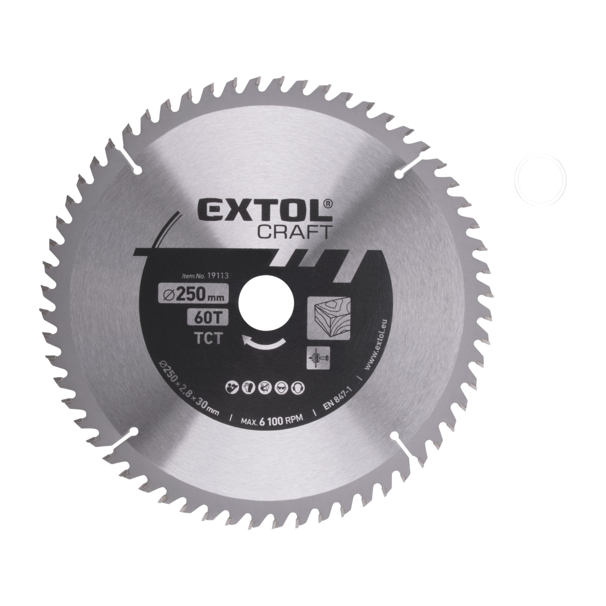 EXTOL CRAFT Kotúč pilový s SK plátky, 250x1,8x30mm 60T 19113