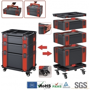 Modulový 5-dílný vozík na náradie se samostatnými kufry Genborx SML5 gallery main image