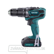 Aku vŕtací skrutkovač s príklepom EXTOL Industrial 18V Li-ion, 4 pólový motor, 2000mAh náhled