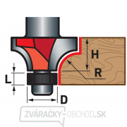 Fréza zaoblovací (vydutá) do dreva, R3xD21,5xH12, stopka 8mm Náhľad