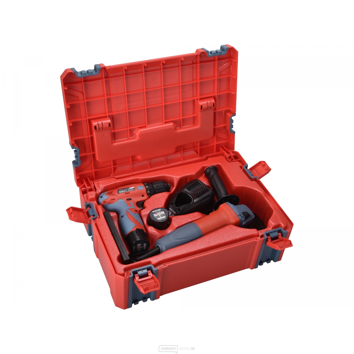 Sada aku vŕtačky 12V a uhlové brúsky 125mm v plastovom boxe