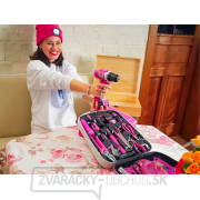 Aku vŕtací skrutkovač, ružový, 12V Li-ion, 1300mAh - sada v taške náhled