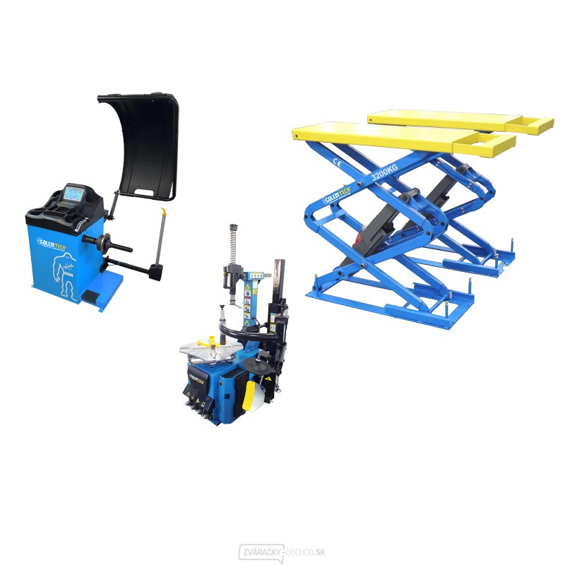 SET 3 MAXI - Automatická vyzúvačka TC03, vyvažovačka TW02 3D a nožnicový zdvihák do podlahy