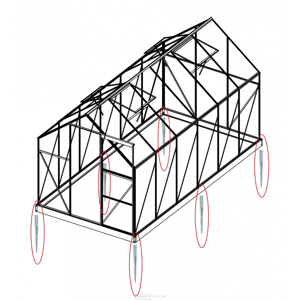 Sada 8 zemní vruty  (modely 8x7, 8x10, 8x12, 6700 - 9900)