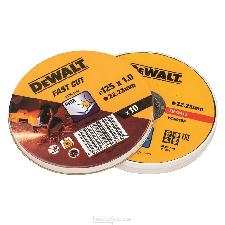 DT3507 Sada 10 ks rezných kotúčov 125x1,2x22,23 mm na nerez DeWALT
