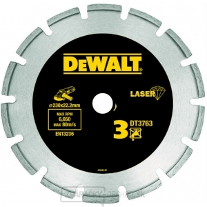 DT3763 Diamantový laser kotúč 230x22,2 mm na mokrej i suchej rezanie tvrdých materiálov / žuly DeWALT