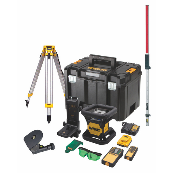 DCK379D1G Aku sada 18V rotačného zeleného lasera 360 ° s latou a statívom DeWALT